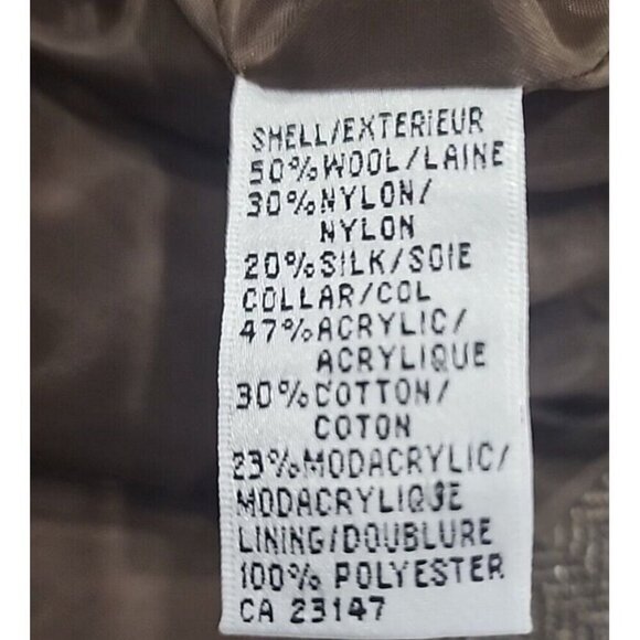 Talbots Wool & Silk Jacket Coat Brown Tweed Full Zip Herringbone Lined Women's 8 - Picture 9 of 12